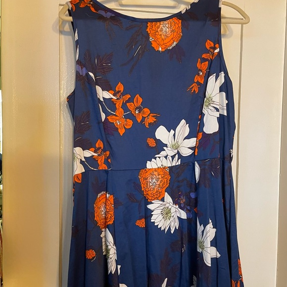 Floral Sleeveless Dress - Blue and Orange - Picture 2 of 2